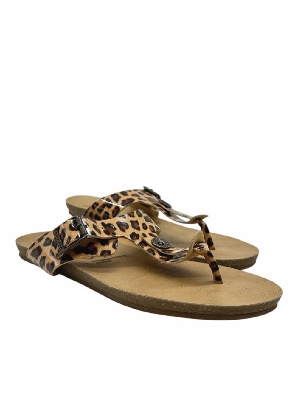 Blowfish Leopard Print Sandals 9 Thong Slide Flat Slip On Adjustable Strap Funky
